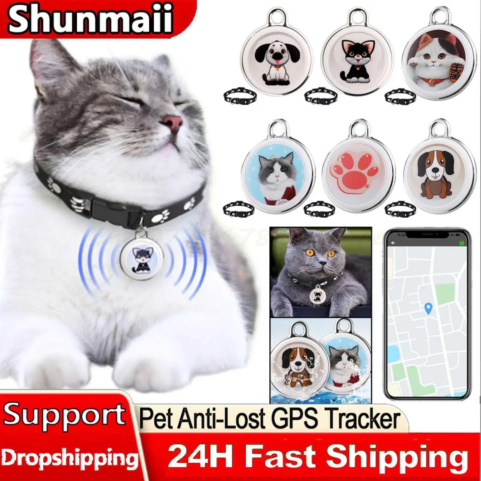 Pet Anti-Lost GPS Tracker Bluetooth-Compatible Smart Wearable Waterproof Locator Real-Time Tracking Dog Cat Collar Find Device