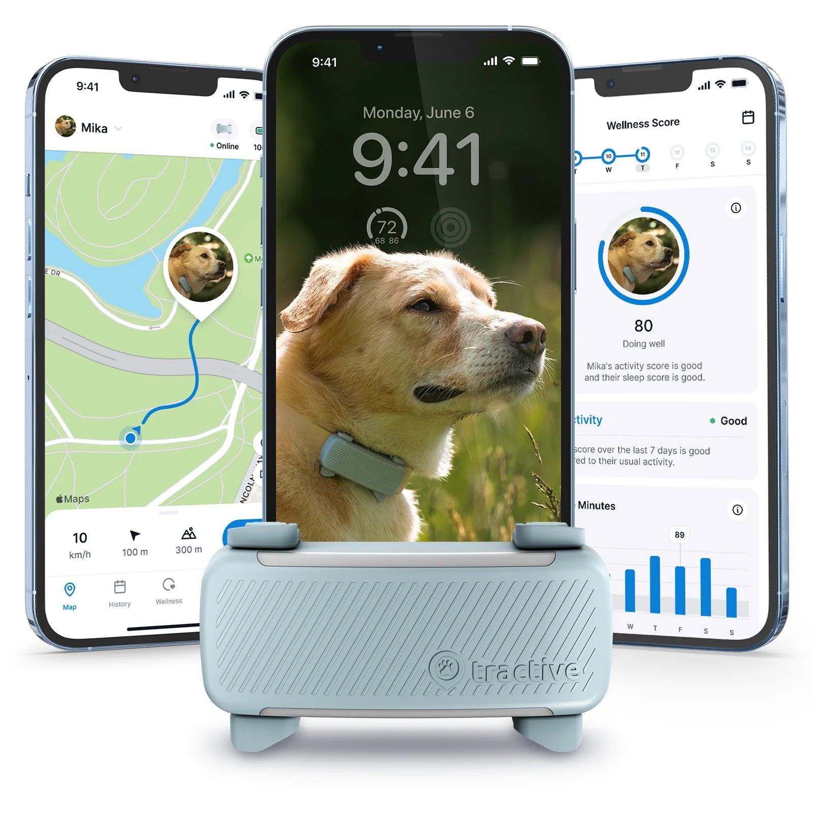 Smart GPS Dog Tracker with Vital Signs Monitoring (Mint)